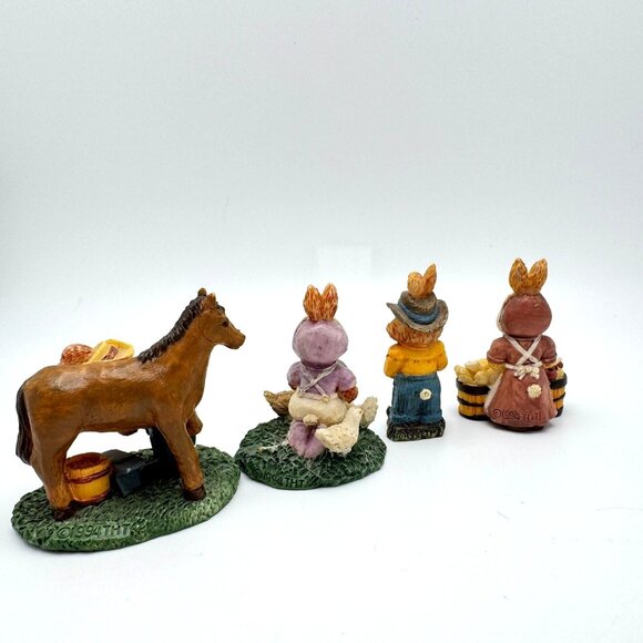 Miniature Vtg Rabbit Bunny Country Farm Easter Vtg THT 1991 Set of 4 Resin - Picture 12 of 13